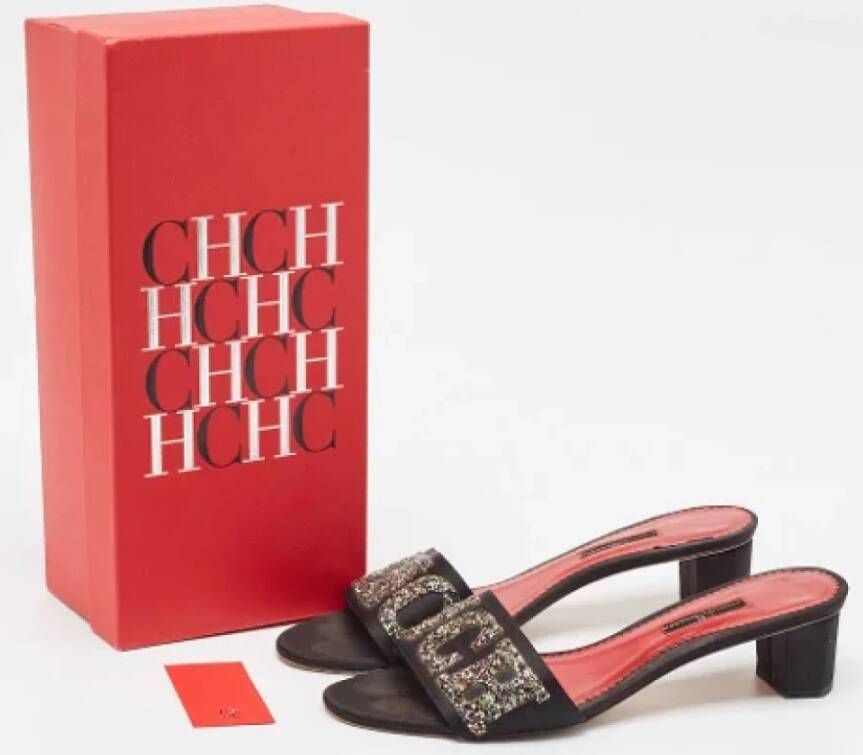 Carolina Herrera Pre-owned Satin sandals Black Dames