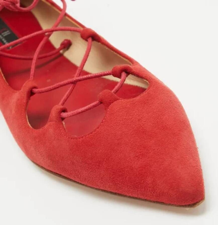 Carolina Herrera Pre-owned Suede flats Red Dames