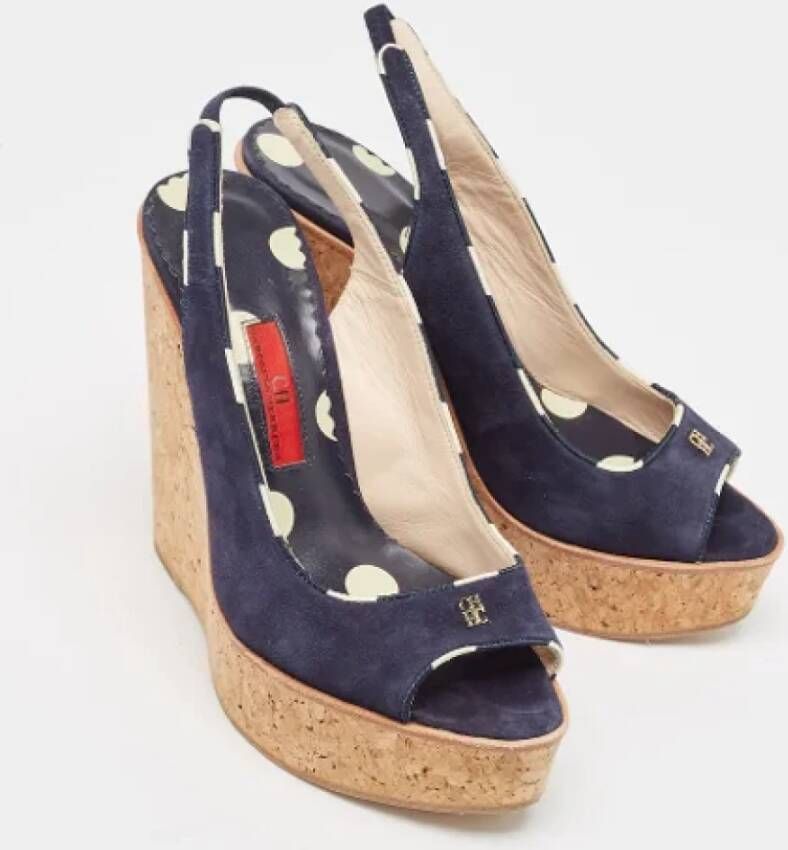 Carolina Herrera Pre-owned Suede sandals Blue Dames