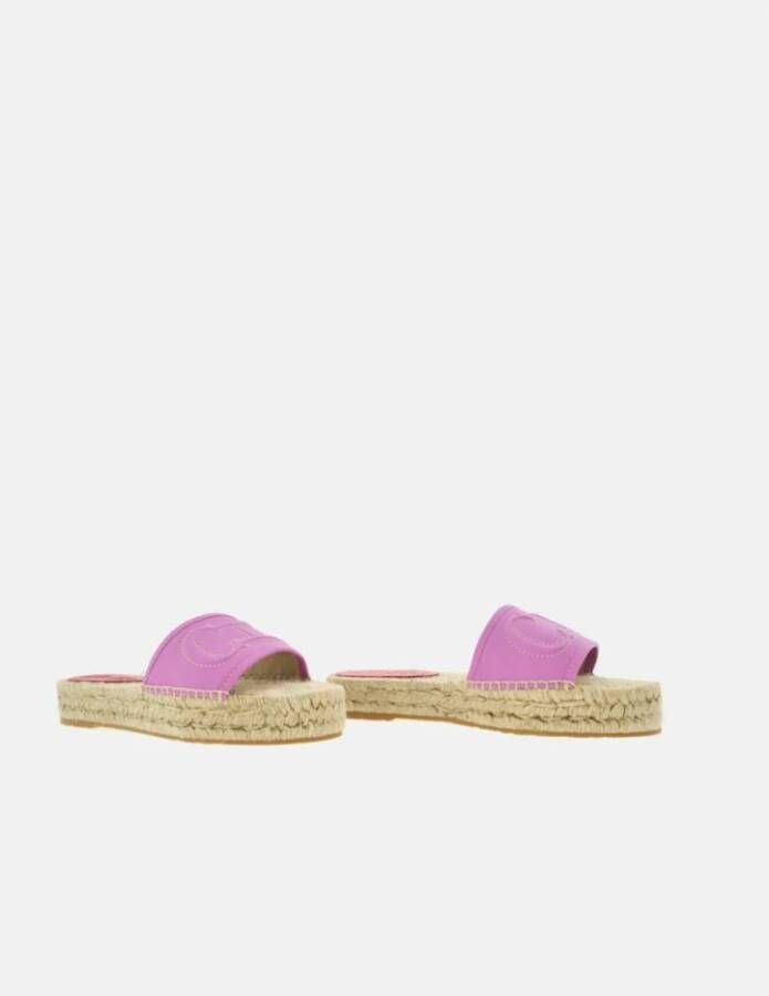 Carolina Herrera Quilted Initials Insignia Leather Espadrilles Pink Dames