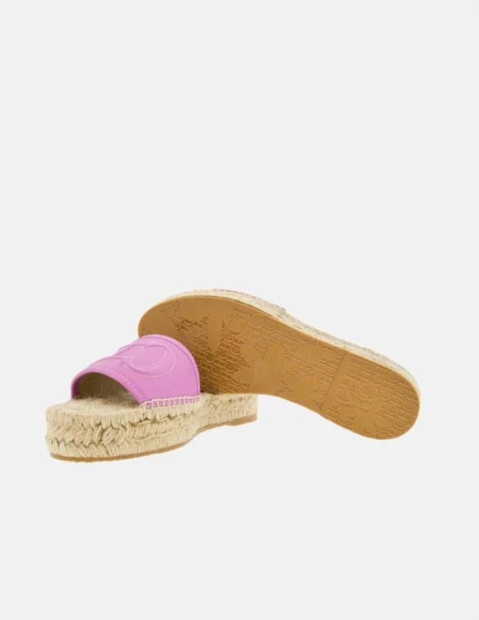 Carolina Herrera Quilted Initials Insignia Leather Espadrilles Pink Dames