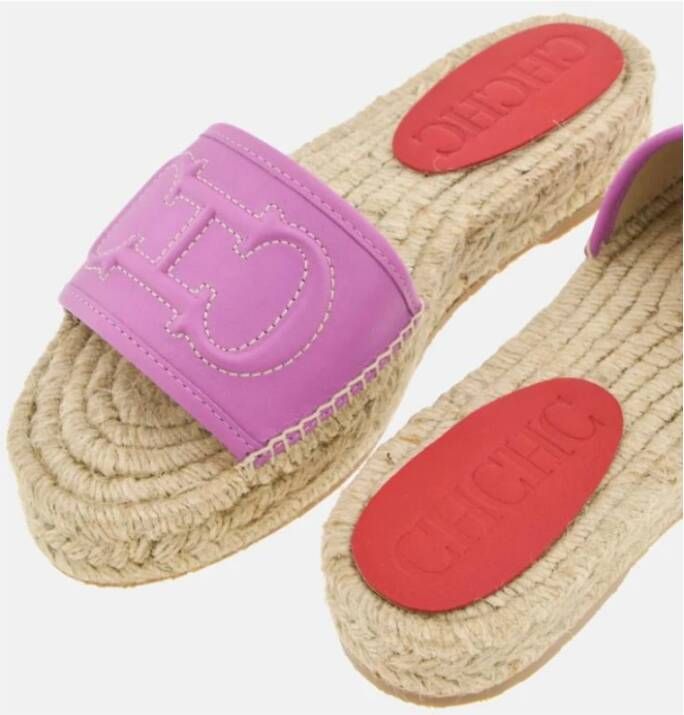 Carolina Herrera Quilted Initials Insignia Leather Espadrilles Pink Dames