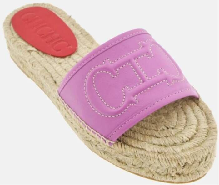 Carolina Herrera Quilted Initials Insignia Leather Espadrilles Pink Dames