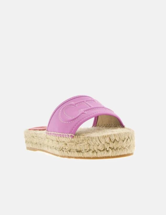 Carolina Herrera Quilted Initials Insignia Leather Espadrilles Pink Dames