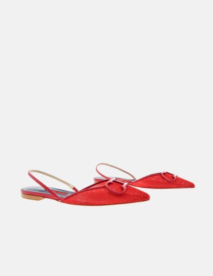 Carolina Herrera Rode Mesh Insignia Platte Schoenen Red Dames