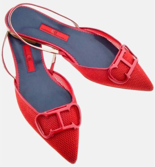 Carolina Herrera Rode Mesh Insignia Platte Schoenen Red Dames