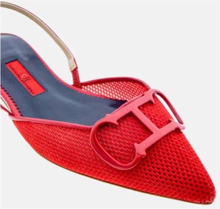 Carolina Herrera Rode Mesh Insignia Platte Schoenen Red Dames