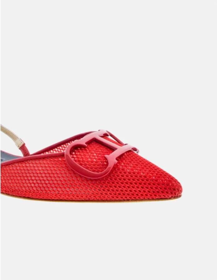 Carolina Herrera Rode Mesh Insignia Platte Schoenen Red Dames