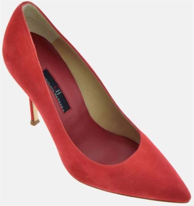 Carolina Herrera Rode Suède Hoge Hak Pumps Red Dames