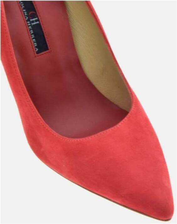 Carolina Herrera Rode Suède Hoge Hak Pumps Red Dames