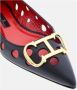 Carolina Herrera Zwarte Initials Insignia Leren Platte Schoenen Black Dames - Thumbnail 6