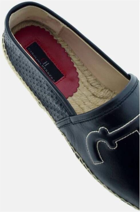 Carolina Herrera Zwarte Leren Insignia Espadrilles Black Dames