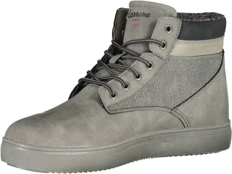 Carrera Grijze herenlaars met veters en contrastdetails Gray Heren