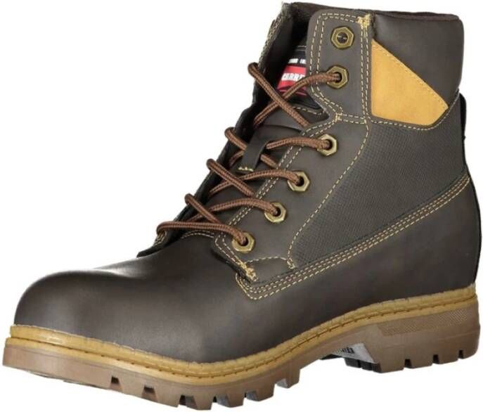 Carrera Robuuste bruine veterschoenen met contrastdetails Brown Heren