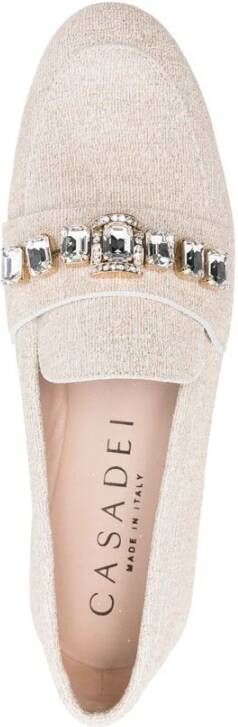 Casadei Beige Amandel Teen Leren Lage Hak Beige Dames