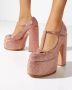 Casadei Beige platform Mary Jane pumps met kristallen Beige Dames - Thumbnail 2