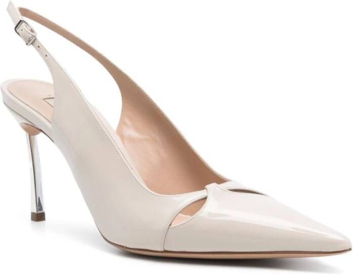 Casadei Beige Slingback Gebeeldhouwde Hak Schoenen Beige Dames