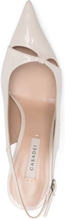 Casadei Beige Slingback Gebeeldhouwde Hak Schoenen Beige Dames