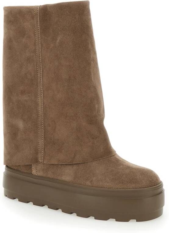 Casadei Beige Suède Laarzen Ronde Neus Beige Dames