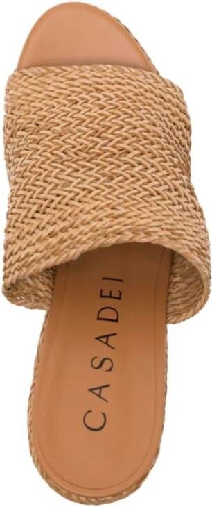 Casadei Beige Twiga Geweven Sleehak Sandalen Beige Dames