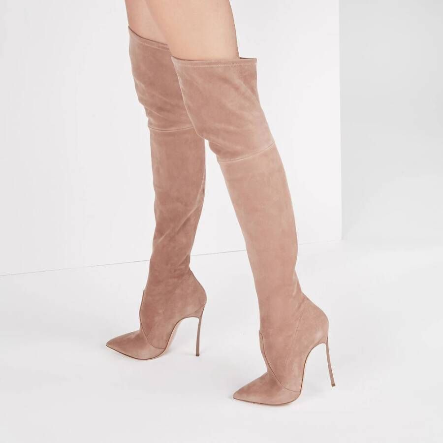 Casadei Blade Over-de-Knie Laarzen Beige Dames