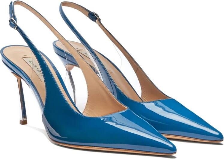 Casadei Bohemian Blue Slingback met Stalen Blade Hak Blue Dames