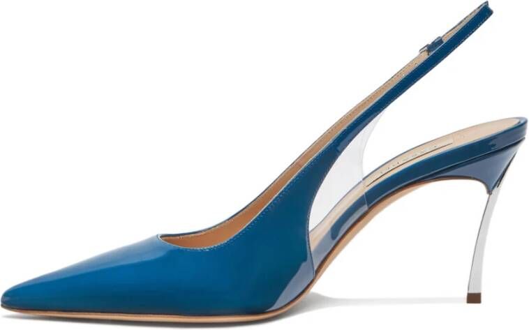 Casadei Bohemian Blue Slingback met Stalen Blade Hak Blue Dames