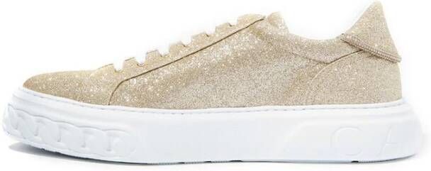 Casadei Elegante Leren Sneakers in Goud Yellow Dames