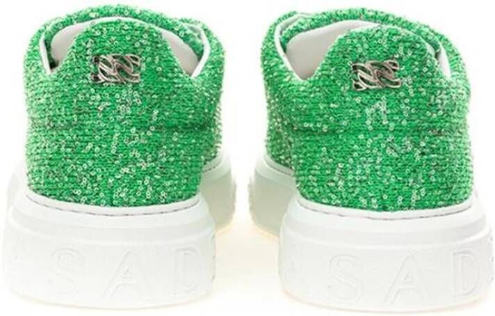 Casadei Groene Leren Sneaker Vetersluiting Comfortabel Green Dames