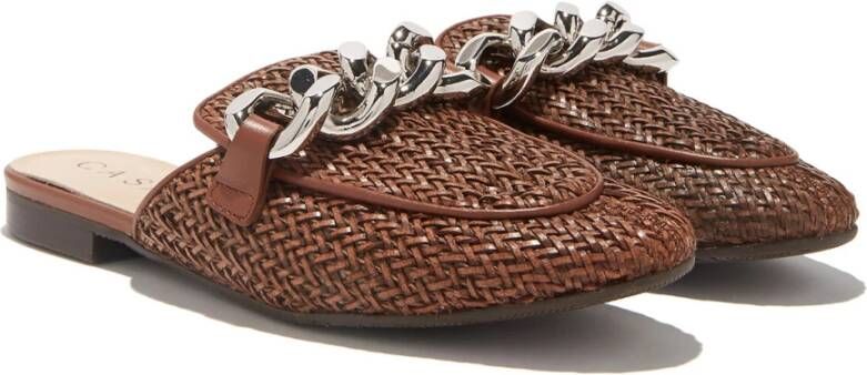 Casadei Ketting-Detail Vegan Leren Muiltjes Brown Dames