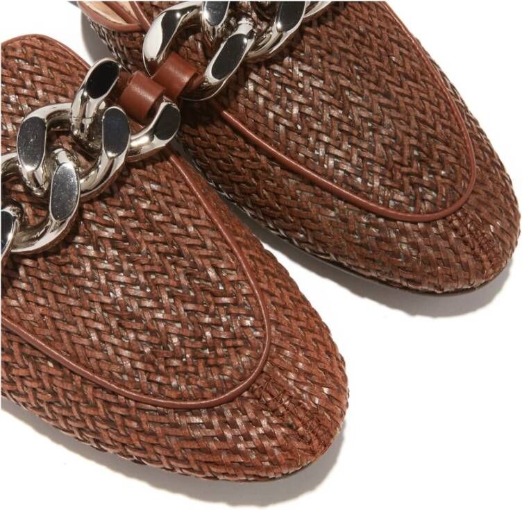 Casadei Ketting-Detail Vegan Leren Muiltjes Brown Dames