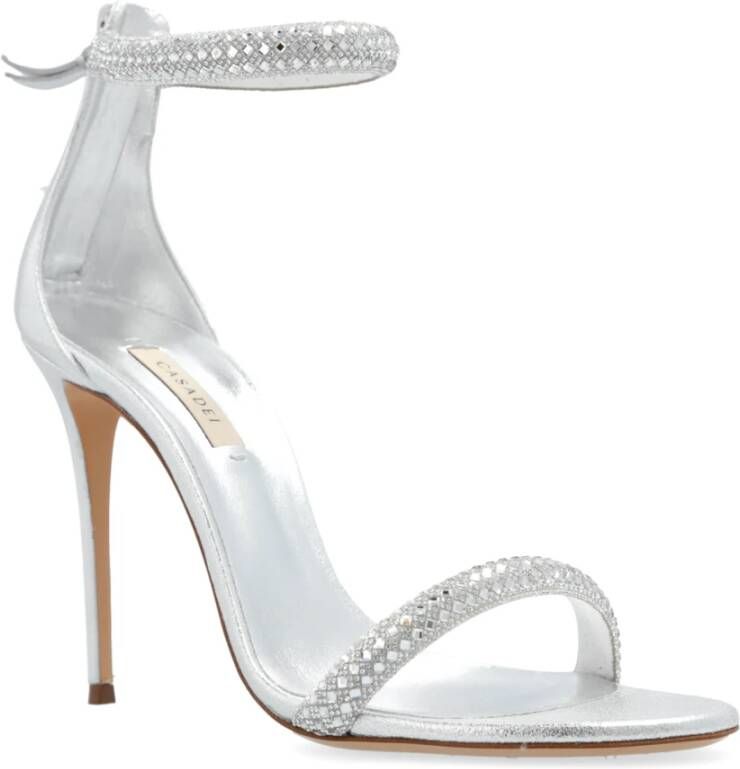 Casadei Leren sandalen met hak Gray Dames