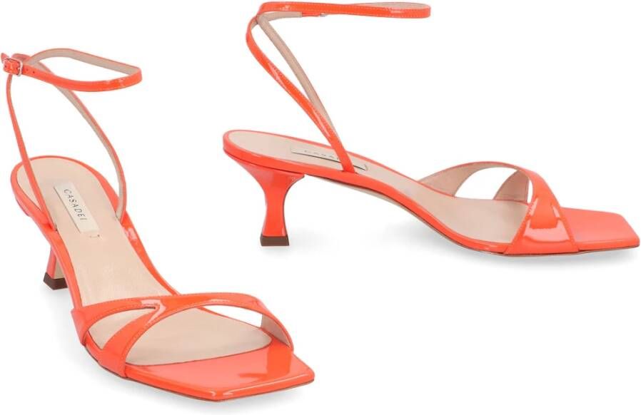 Casadei Leren sandalen met verstelbare enkelband Orange Dames