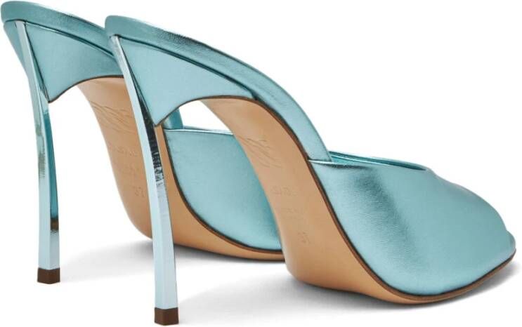 Casadei Metallic Lagoon Blade Flash Mule Blue Dames