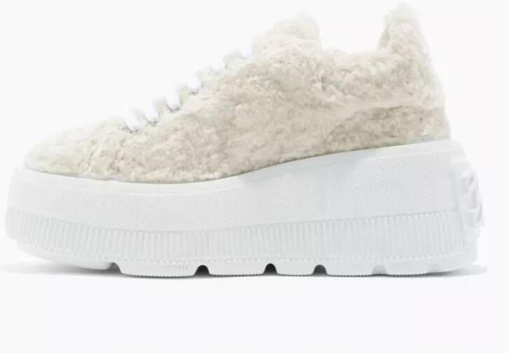 Casadei Platform Sneakers met Faux Fur White Dames