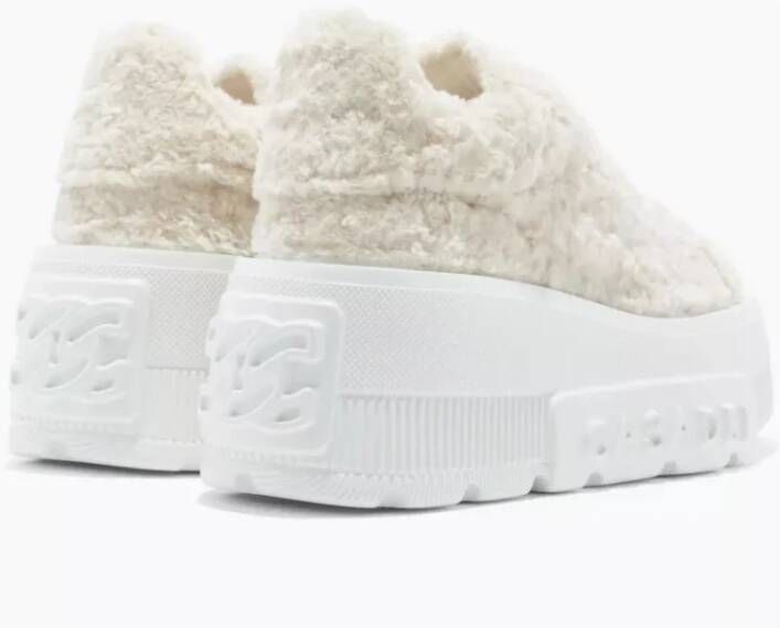 Casadei Platform Sneakers met Faux Fur White Dames