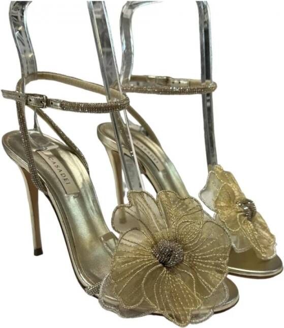 Casadei Polyester Sandaal met Enkelband Yellow Dames