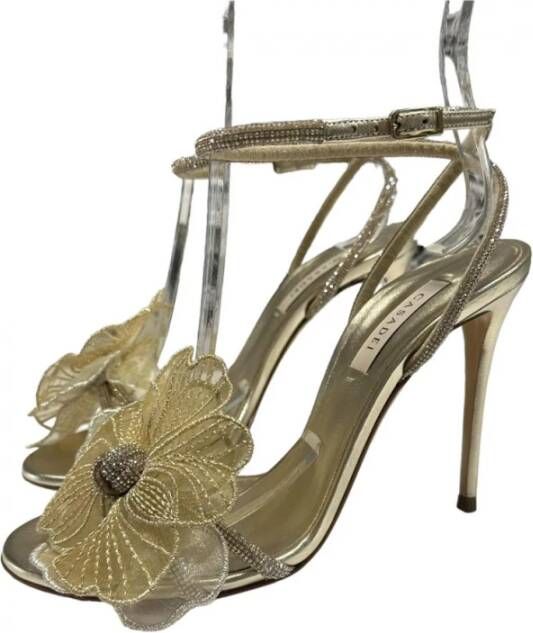 Casadei Polyester Sandaal met Enkelband Yellow Dames