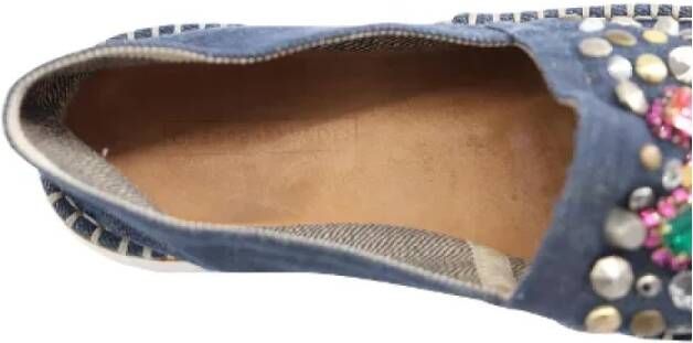 Casadei Pre-owned Cotton flats Blue Dames