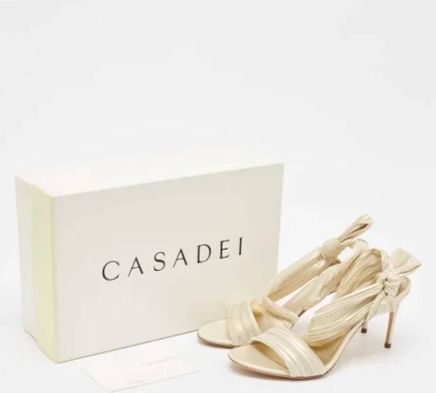 Casadei Pre-owned Fabric sandals Beige Dames