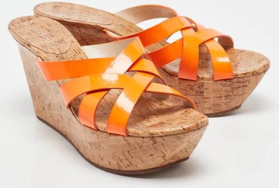 Casadei Pre-owned Fabric sandals Orange Dames