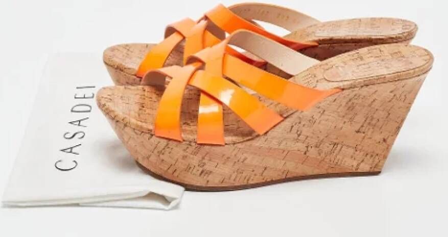 Casadei Pre-owned Fabric sandals Orange Dames