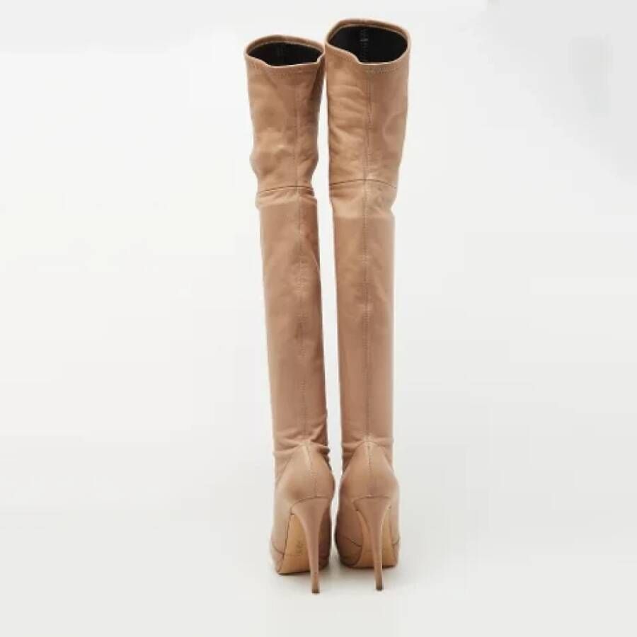 Casadei Pre-owned Leather boots Beige Dames