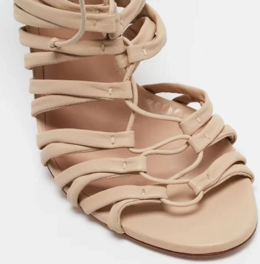 Casadei Pre-owned Leather sandals Beige Dames