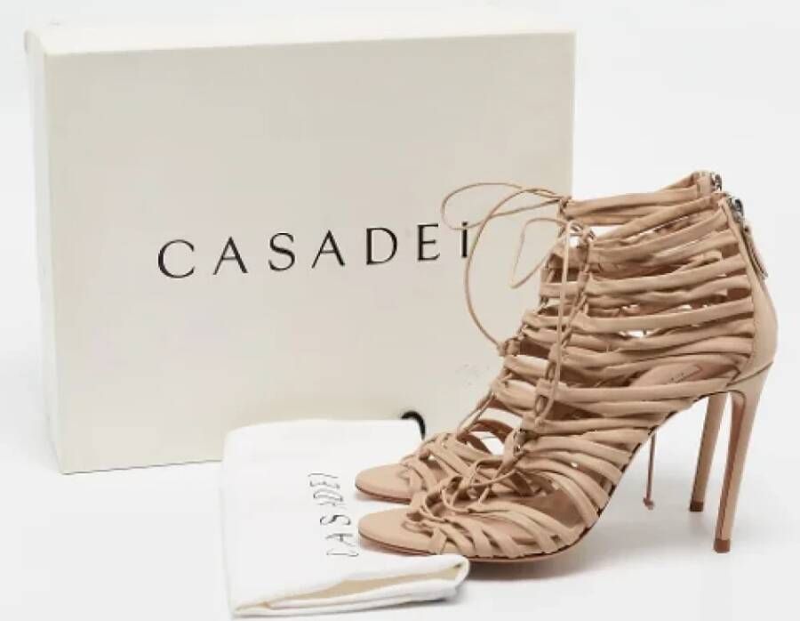 Casadei Pre-owned Leather sandals Beige Dames