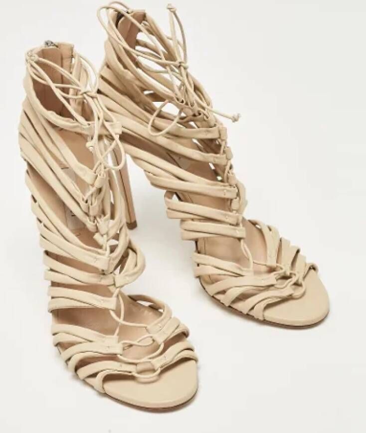 Casadei Pre-owned Leather sandals Beige Dames