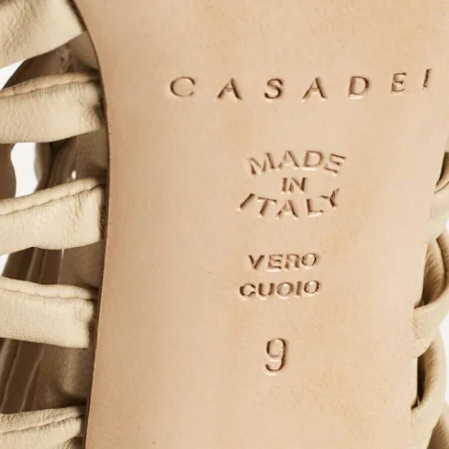 Casadei Pre-owned Leather sandals Beige Dames