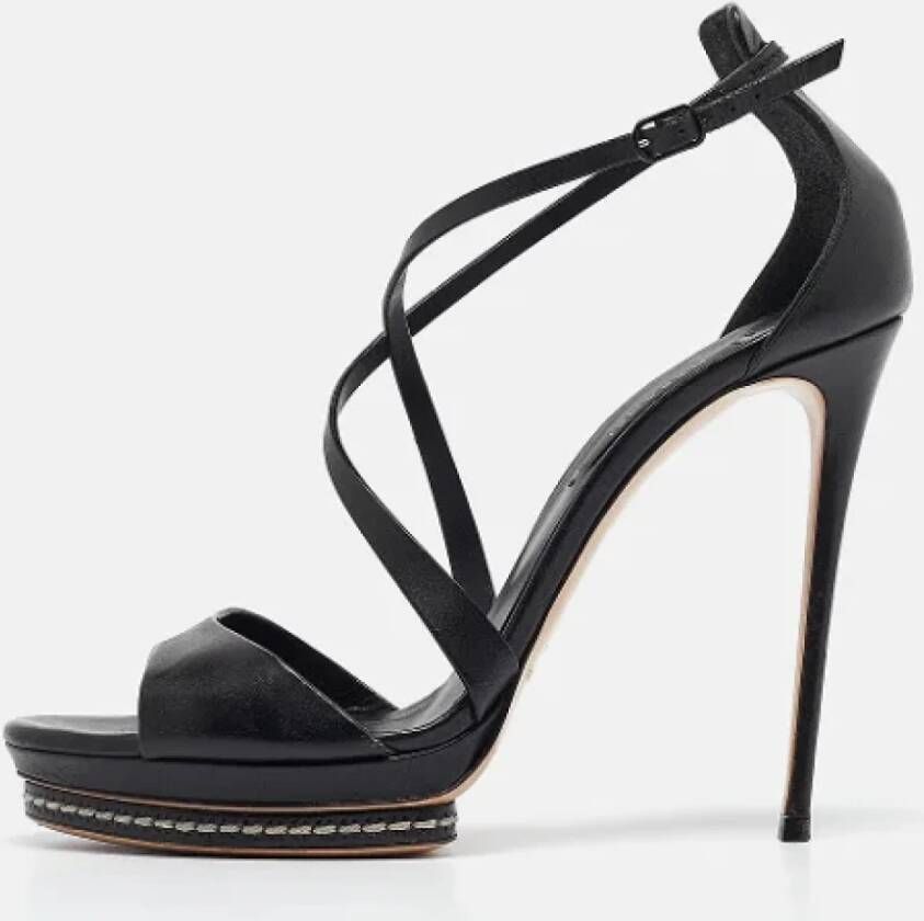 Casadei Pre-owned Leather sandals Black Dames