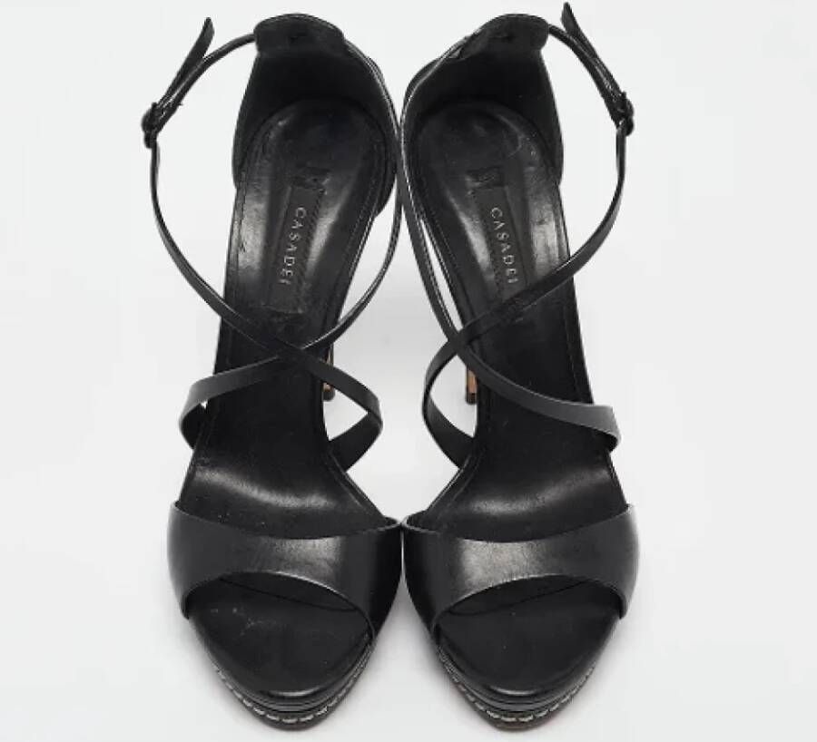 Casadei Pre-owned Leather sandals Black Dames