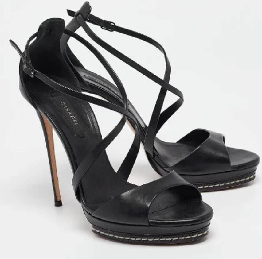 Casadei Pre-owned Leather sandals Black Dames